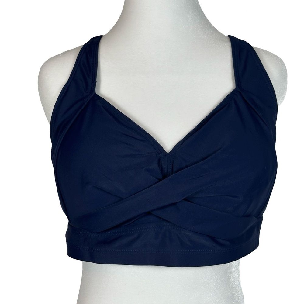 Hanna Nikole NWT Navy Blue Full Coverage Swimsuit Bikini Top Size 2X